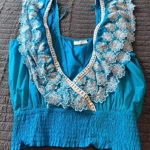 Blue teal blouse tank sleeveless